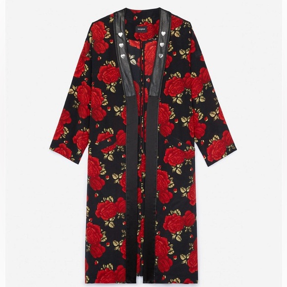 The Kooples Silk Sleeping Roses Printed Kimono - Picture 4 of 12